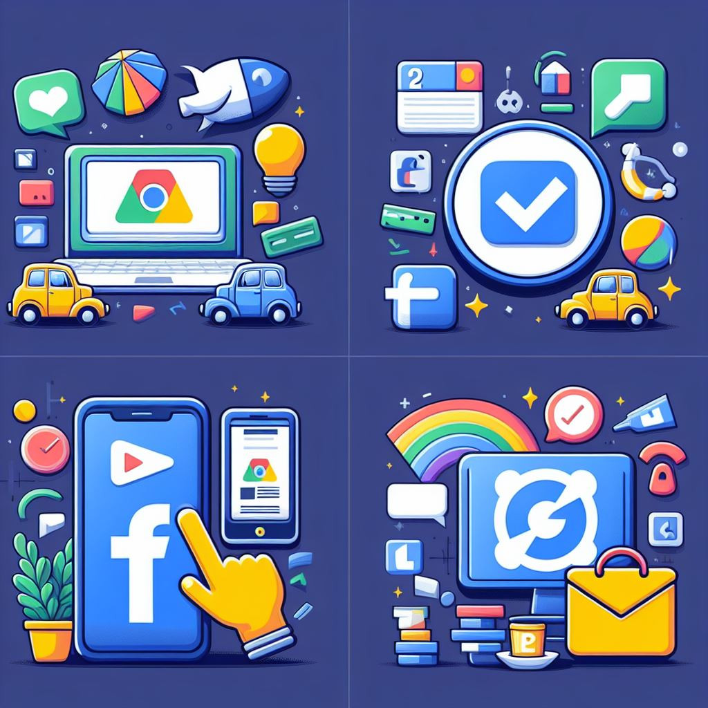 Google, Facebook, Social Media, Advertising squares